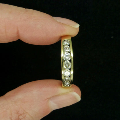 Vintage 9ct gold natural Diamond five stone half eternity - wedding band 0.75ct