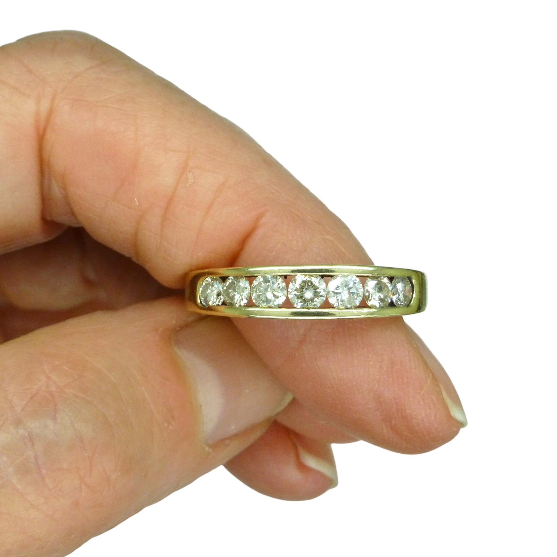 Vintage 9ct gold natural Diamond five stone half eternity - wedding band 0.75ct