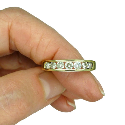 Vintage 9ct gold natural Diamond five stone half eternity - wedding band 0.75ct