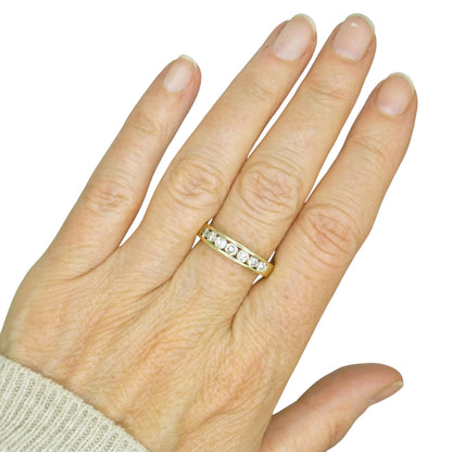 Vintage 9ct gold natural Diamond five stone half eternity - wedding band 0.75ct