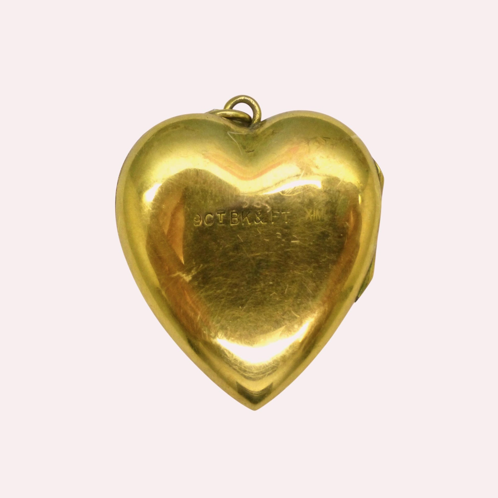 Antique 9ct Gold Heart Locket c1880-1900 – Aesthetic Engraved Bird motif