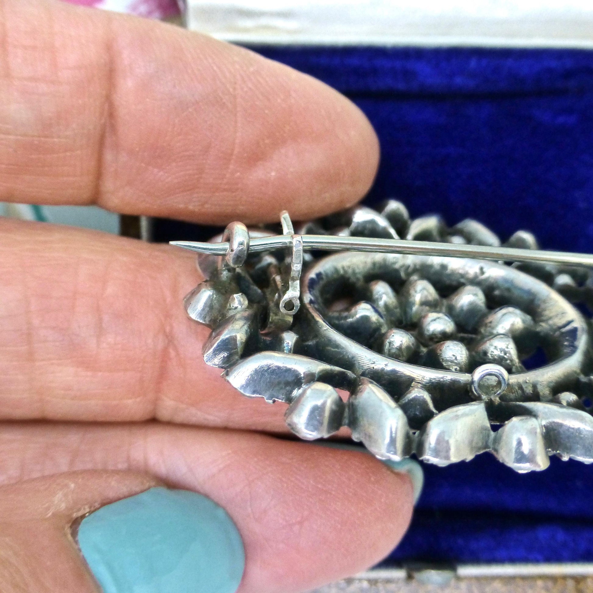Antique silver paste brooch - Large Victorian-Edwardian pin
