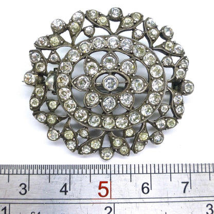 Antique silver paste brooch - Large Victorian-Edwardian pin