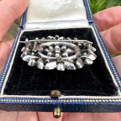 Antique silver paste brooch - Large Victorian-Edwardian pin