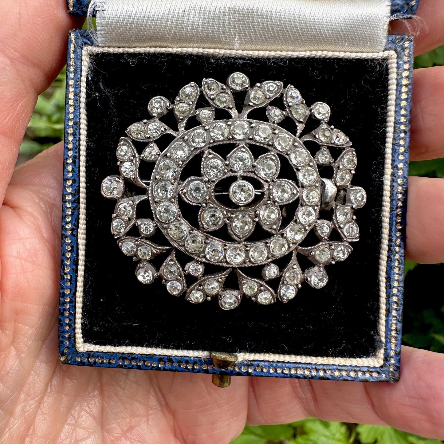 Antique silver paste brooch - Large Victorian-Edwardian pin