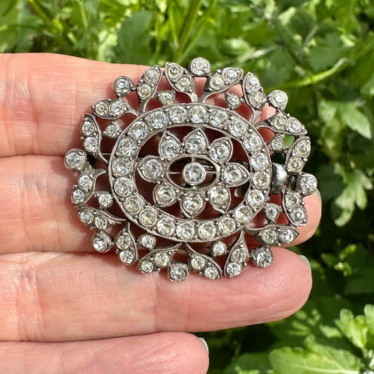 Antique silver paste brooch - Large Victorian-Edwardian pin