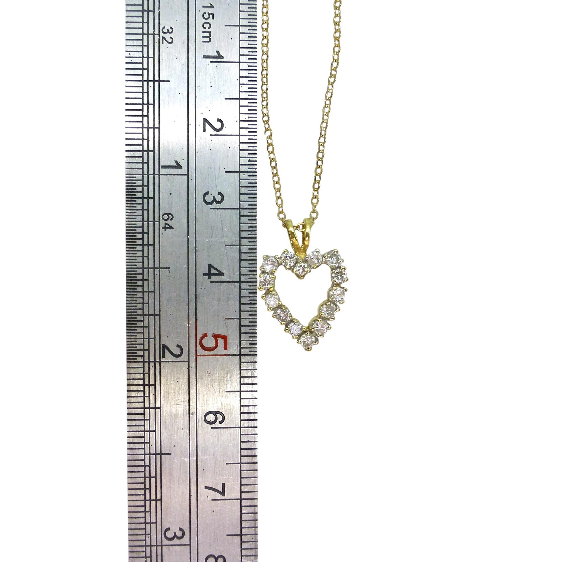 Vintage 18ct gold diamond heart pendant & 9ct gold chain