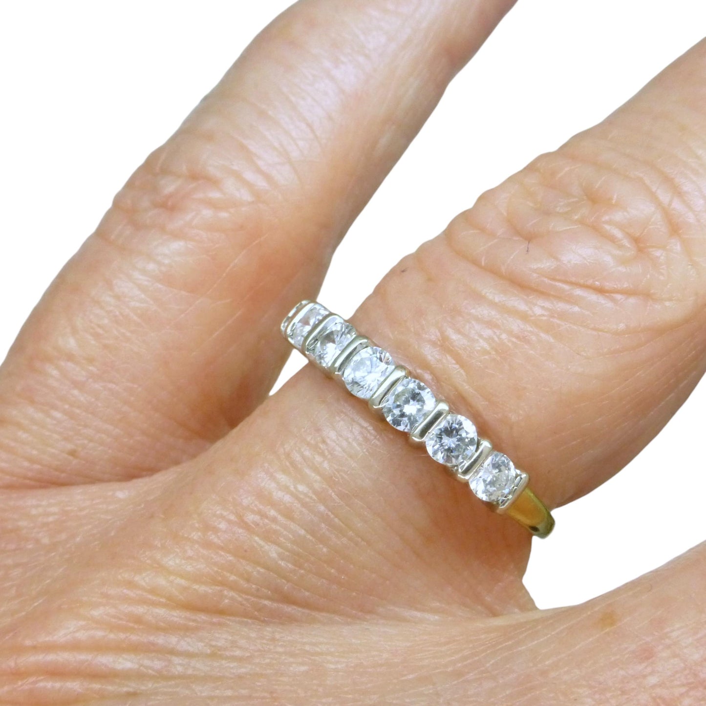 Vintage 18ct gold seven stone diamond wedding eternity ring 0.63ct