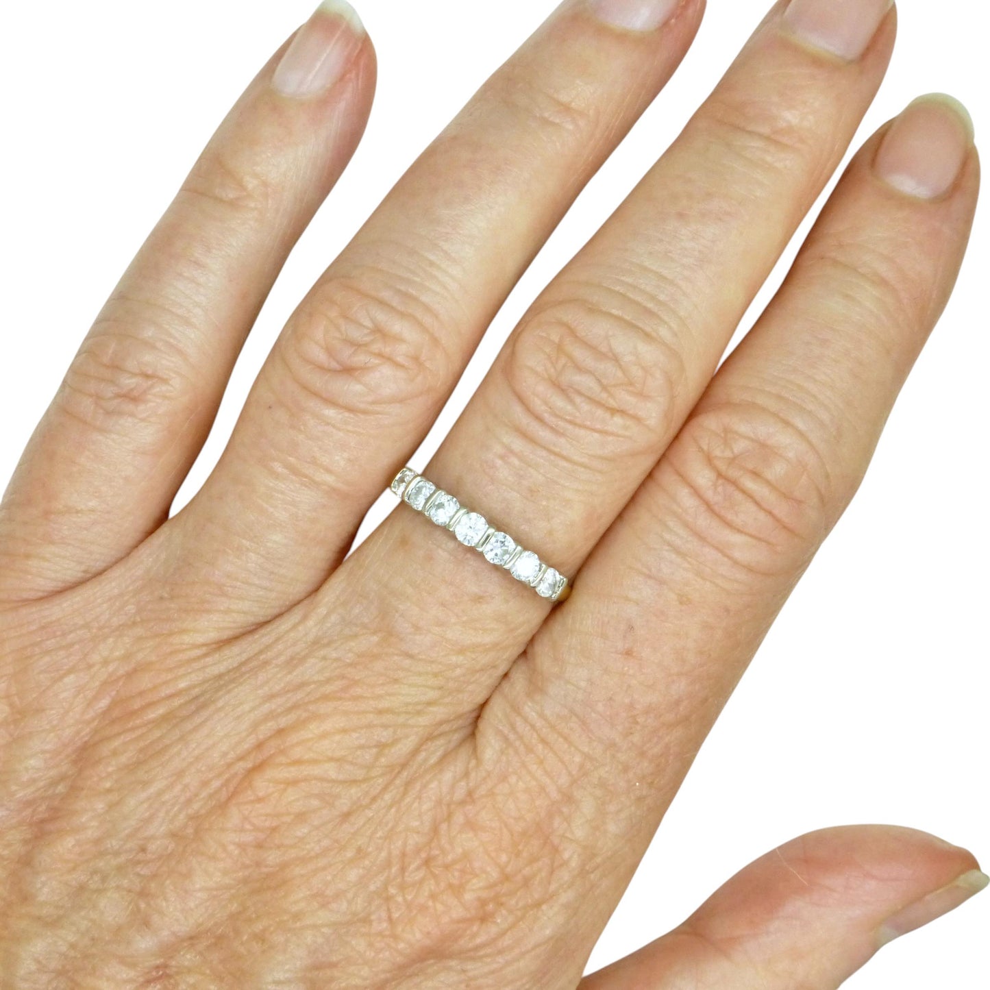 Vintage 18ct gold seven stone diamond wedding eternity ring 0.63ct