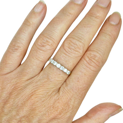 Vintage 18ct gold seven stone diamond wedding eternity ring 0.63ct