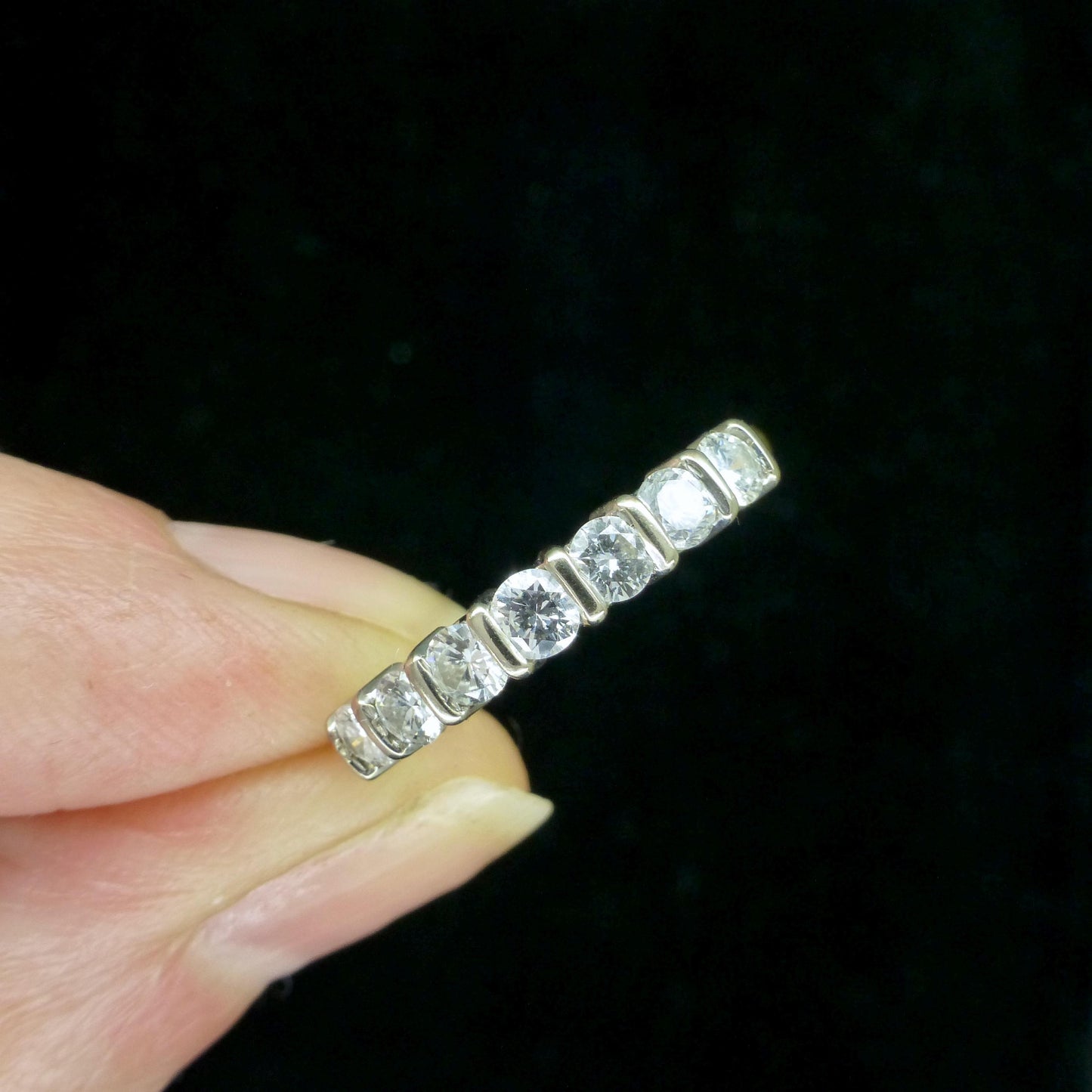 Vintage 18ct gold seven stone diamond wedding eternity ring 0.63ct