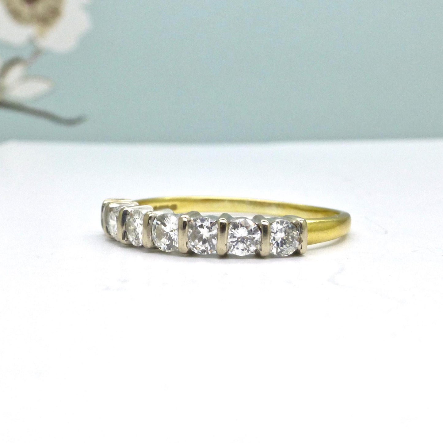Vintage 18ct gold seven stone diamond wedding eternity ring 0.63ct