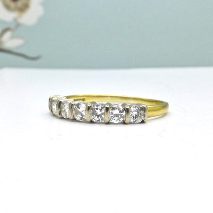 Vintage 18ct gold seven stone diamond wedding eternity ring 0.63ct