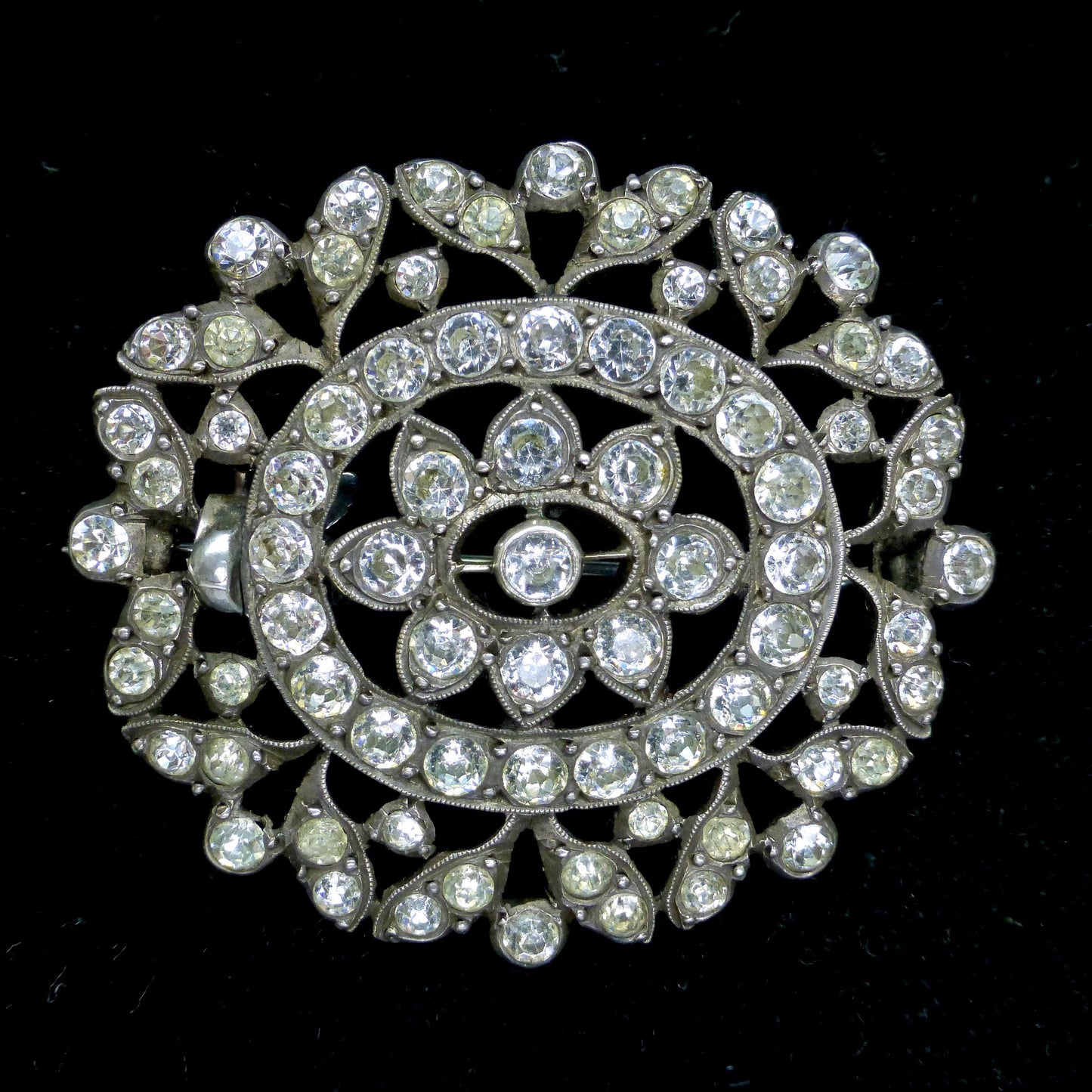 Antique silver paste brooch - Large Victorian-Edwardian pin