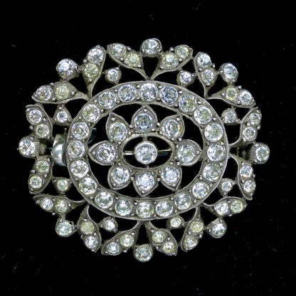 Antique silver paste brooch - Large Victorian-Edwardian pin