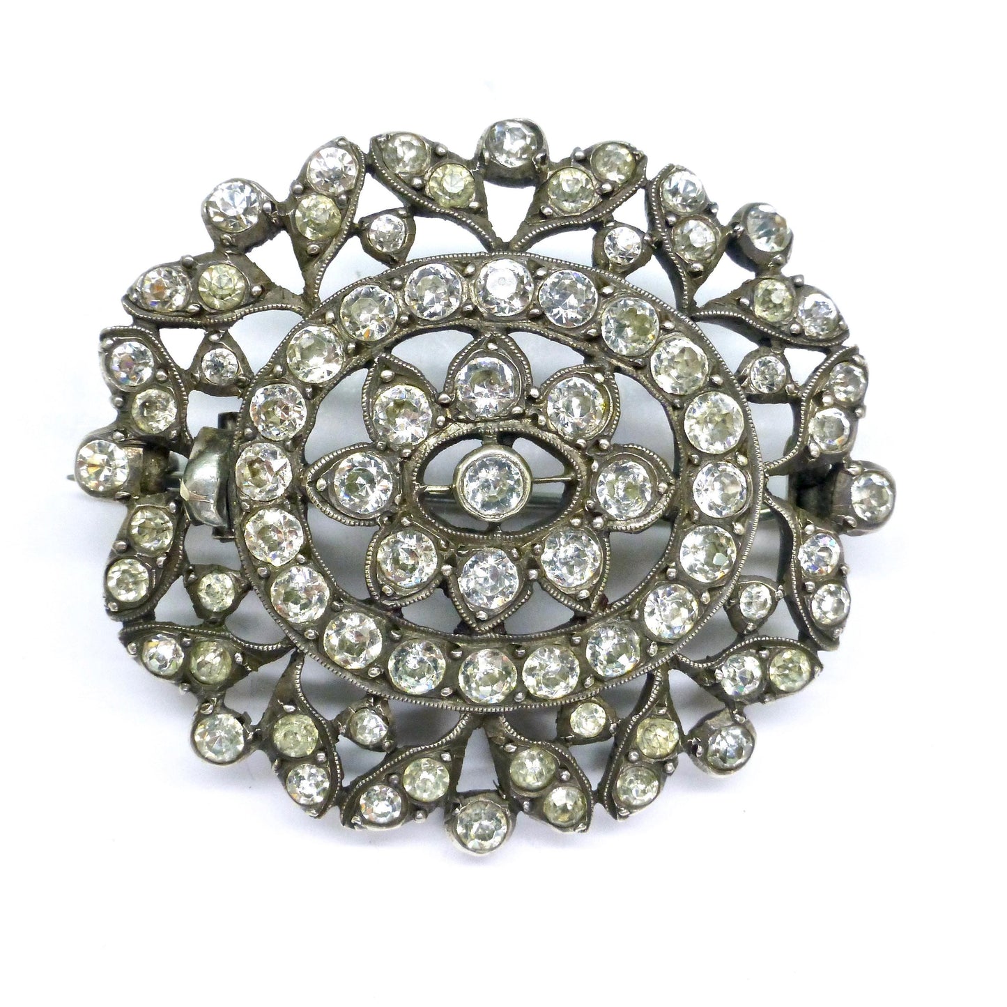 Antique silver paste brooch - Large Victorian-Edwardian pin