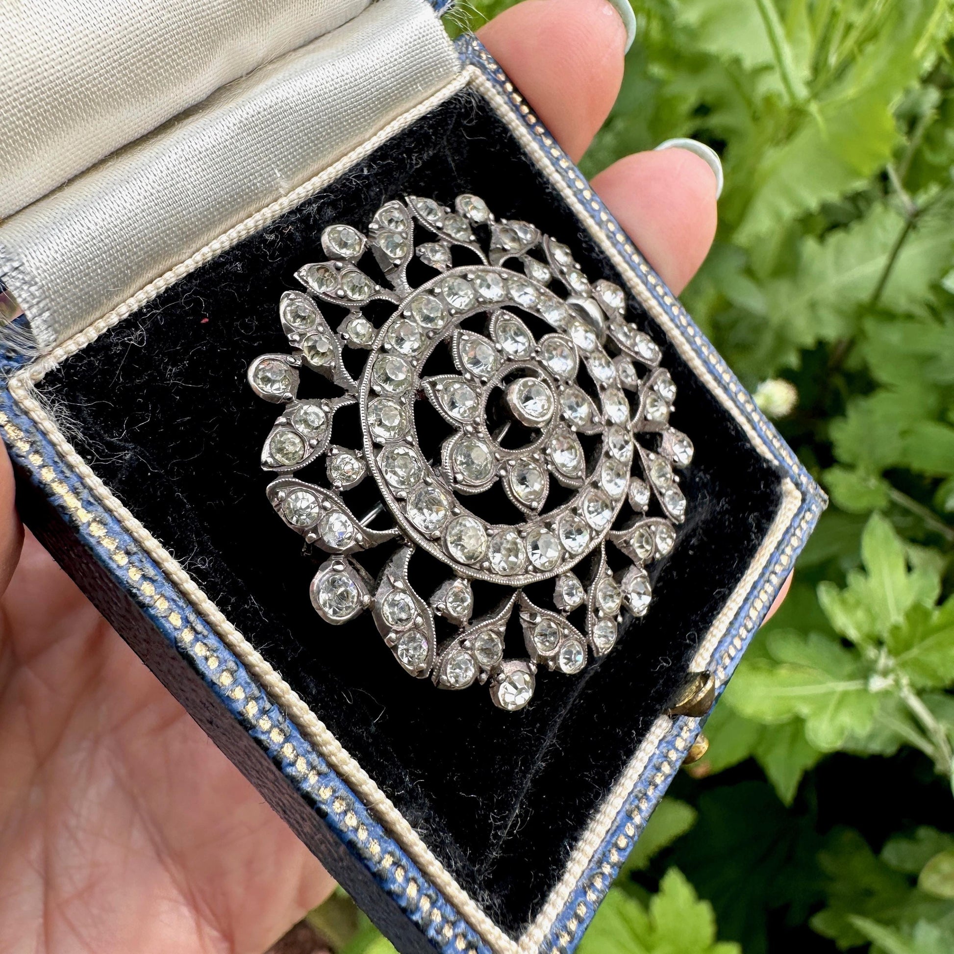 Antique silver paste brooch - Large Victorian-Edwardian pin