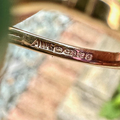 Vintage 9ct Gold Amethyst Statement Ring – Birmingham 1977 Retro Cocktail Jewelry