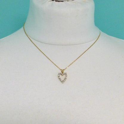 Vintage 18ct gold diamond heart pendant & 9ct gold chain