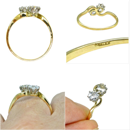 Antique Edwardian 18ct Platinum Toi et Moi two stone natural diamond ring 1910s - 0.50ct
