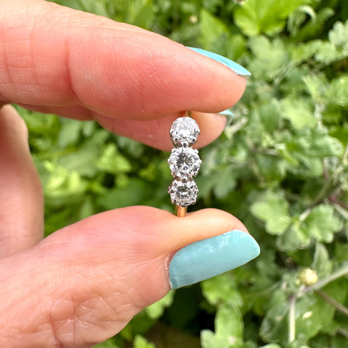 Vintage 18ct natural diamond three stone trilogy ring 0.50ct c1930's