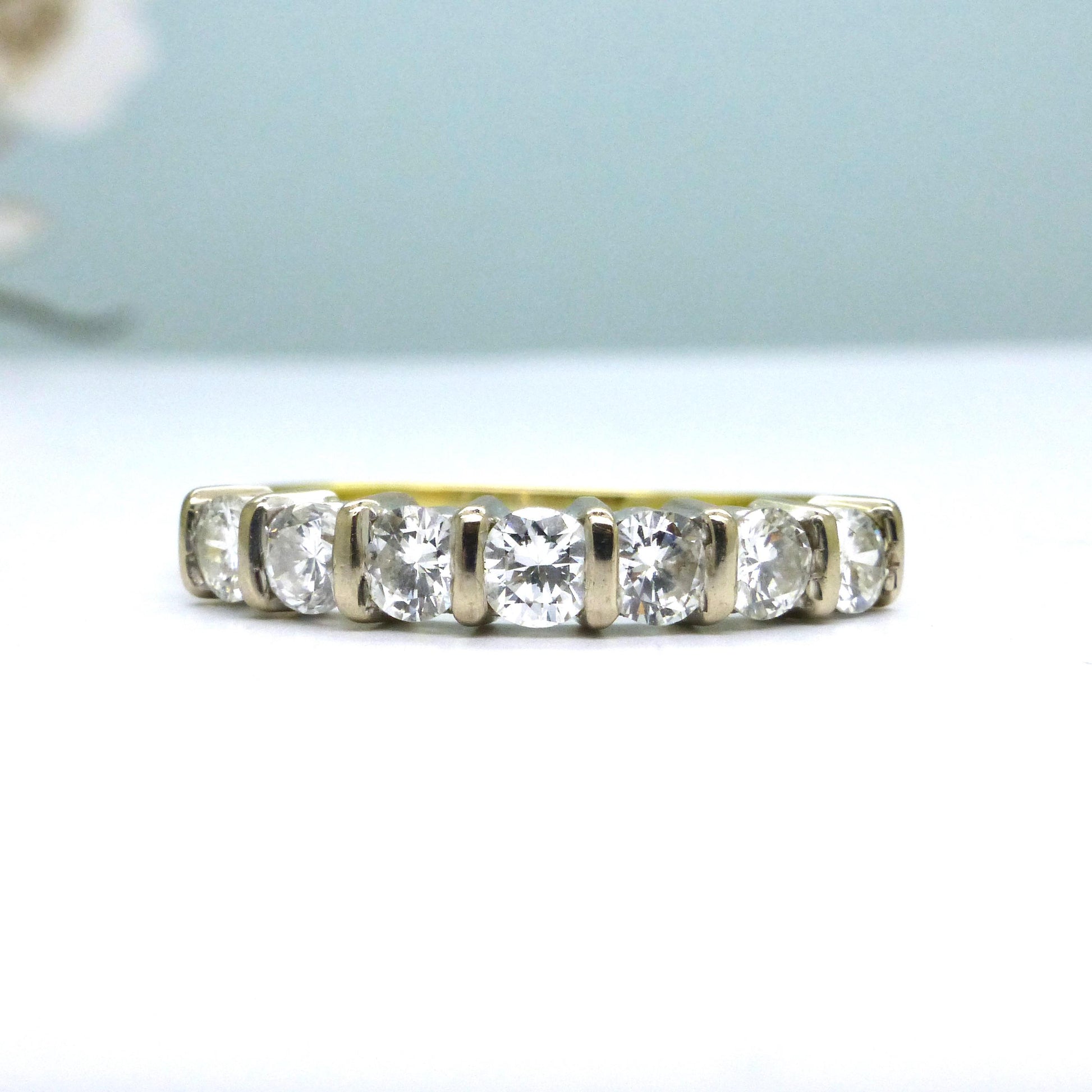 Vintage 18ct gold seven stone diamond wedding eternity ring 0.63ct