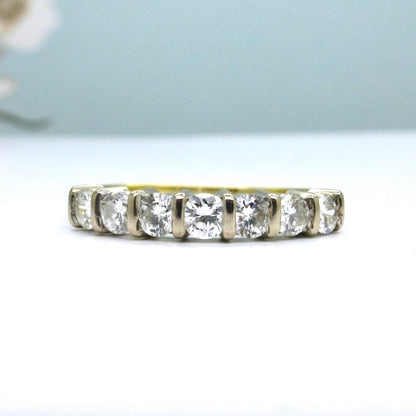 Vintage 18ct gold seven stone diamond wedding eternity ring 0.63ct