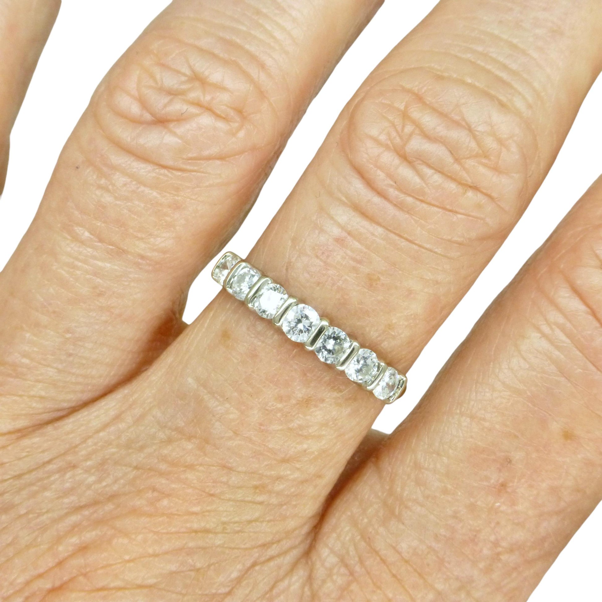 Vintage 18ct gold seven stone diamond wedding eternity ring 0.63ct