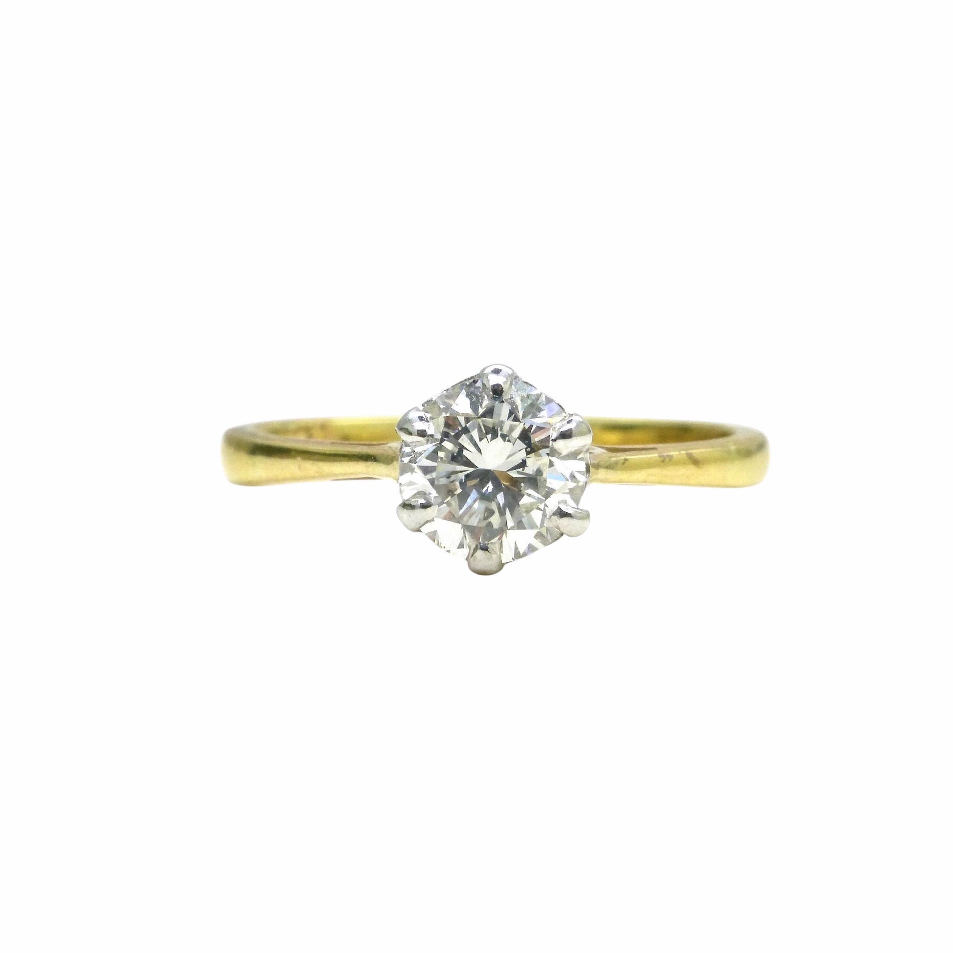 Vintage 18ct gold brilliant cut natural diamond solitaire ring 0.70ct