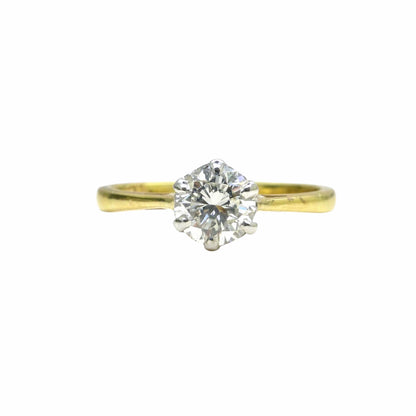 Vintage 18ct gold brilliant cut natural diamond solitaire ring 0.70ct