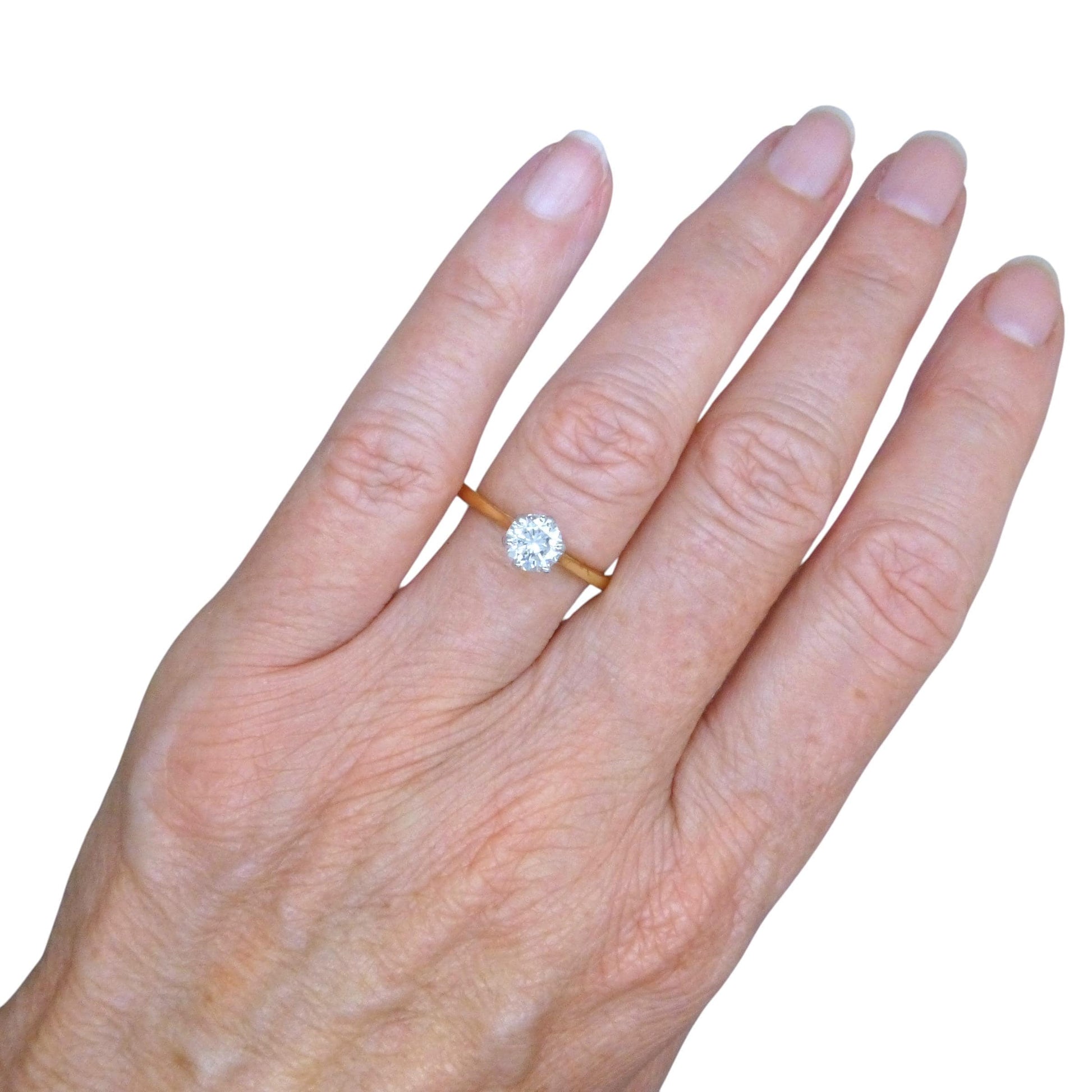 Vintage 18ct gold brilliant cut natural diamond solitaire ring 0.70ct