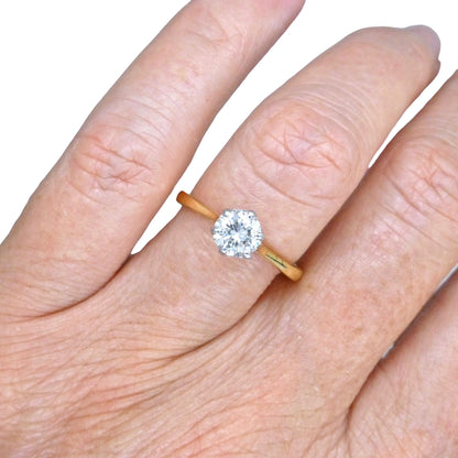 Vintage 18ct gold brilliant cut natural diamond solitaire ring 0.70ct
