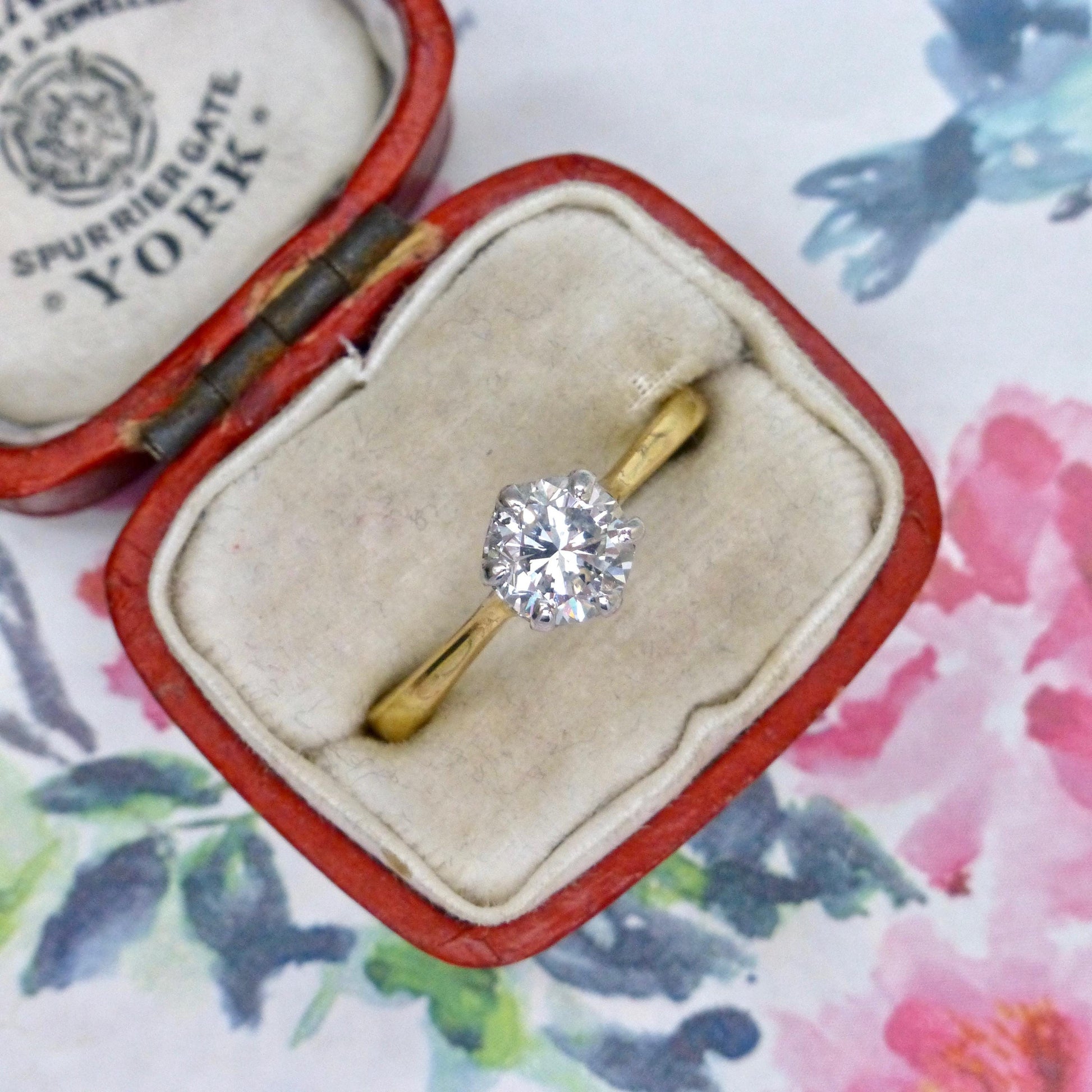 Vintage 18ct gold brilliant cut natural diamond solitaire ring 0.70ct