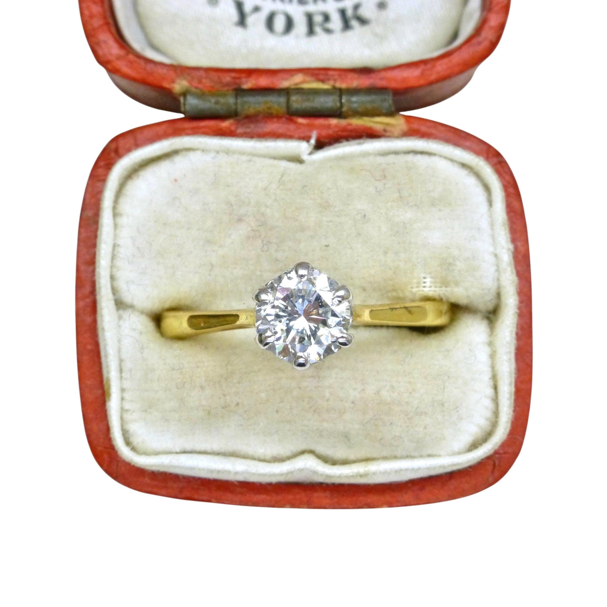 Vintage 18ct gold brilliant cut natural diamond solitaire ring 0.70ct