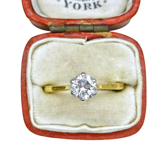 Vintage 18ct gold brilliant cut natural diamond solitaire ring 0.70ct