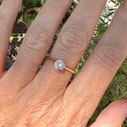 Vintage 18ct gold brilliant cut natural diamond solitaire ring 0.70ct