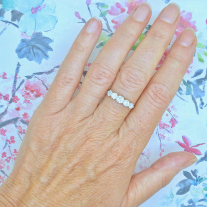 Antique Edwardian 18ct gold old European cut natural diamond five stone ring 1.05ct.
