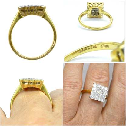 Antique Art Deco 18ct Platinum pavé diamond cluster panel ring