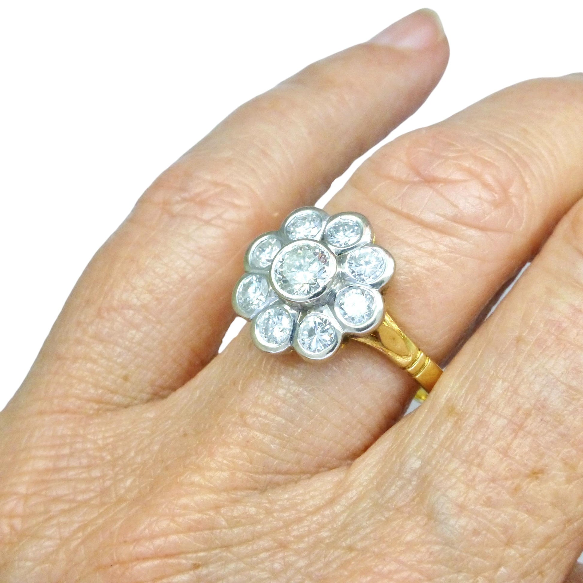 Vintage 18ct natural diamond cluster engagement ring 1.46 carat - Dated 1996