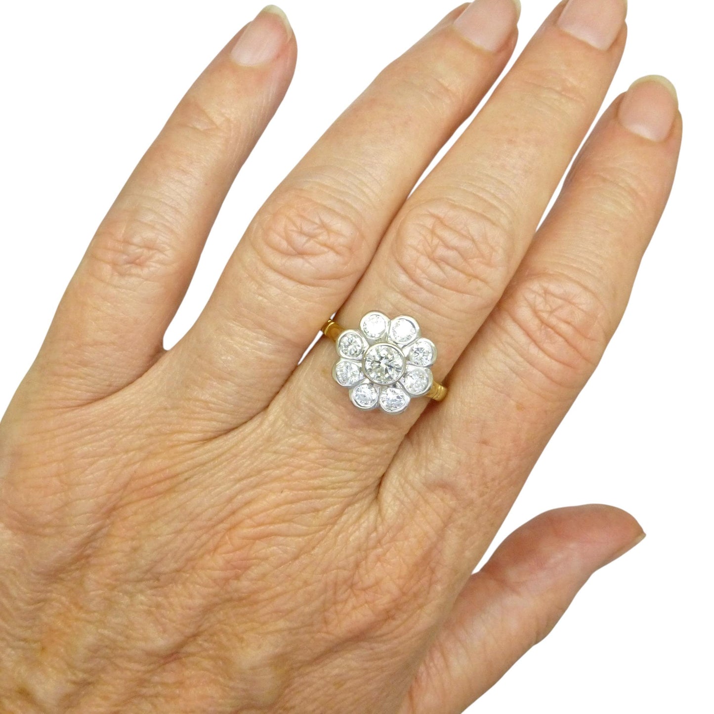Vintage 18ct natural diamond cluster engagement ring 1.46 carat - Dated 1996