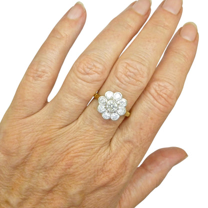 Vintage 18ct natural diamond cluster engagement ring 1.46 carat - Dated 1996