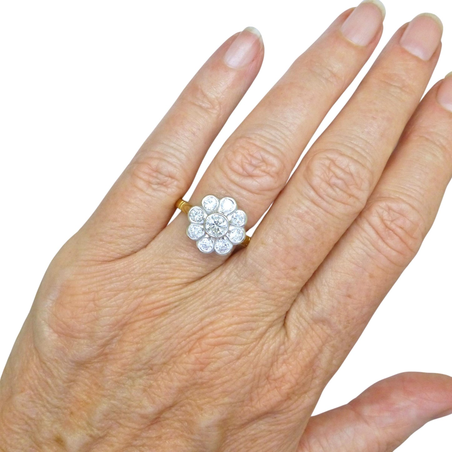 Vintage 18ct natural diamond cluster engagement ring 1.46 carat - Dated 1996
