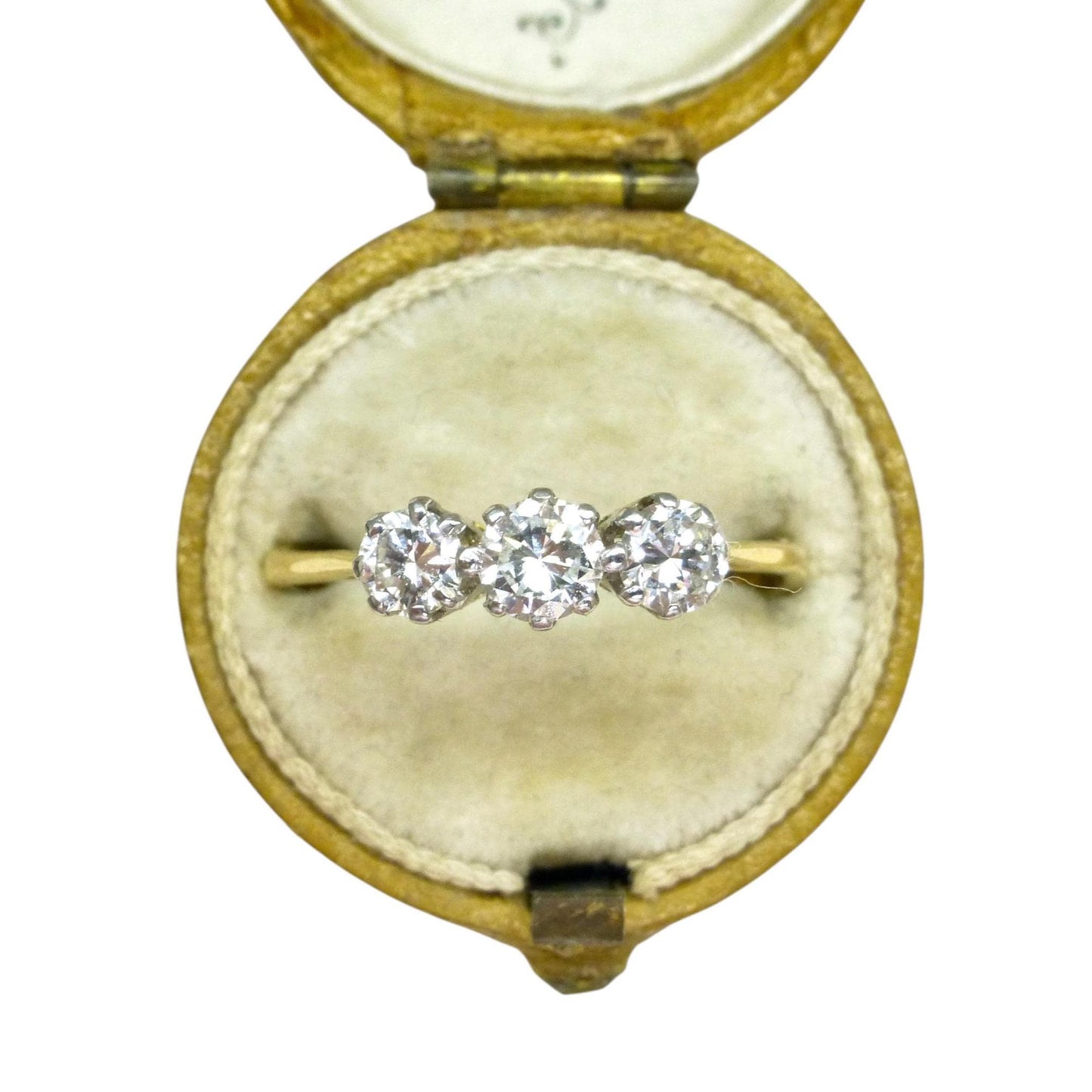 Vintage 18ct natural diamond three stone trilogy ring 0.50ct c1930's