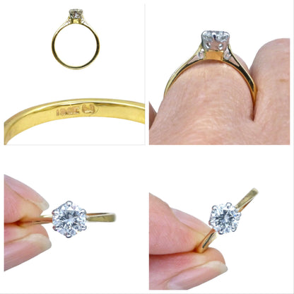 Vintage 18ct gold brilliant cut natural diamond solitaire ring 0.70ct