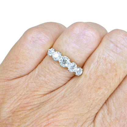 Antique Edwardian 18ct gold old European cut natural diamond five stone ring 1.05ct.