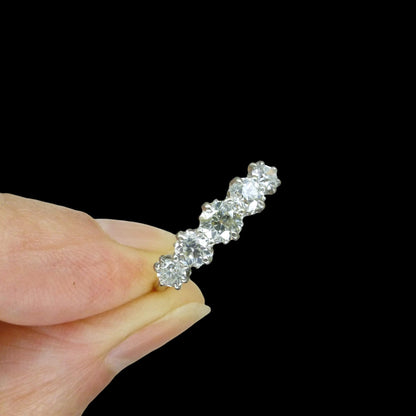 Antique Edwardian 18ct gold old European cut natural diamond five stone ring 1.05ct.