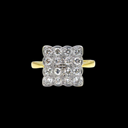 Antique Art Deco 18ct Platinum pavé diamond cluster panel ring