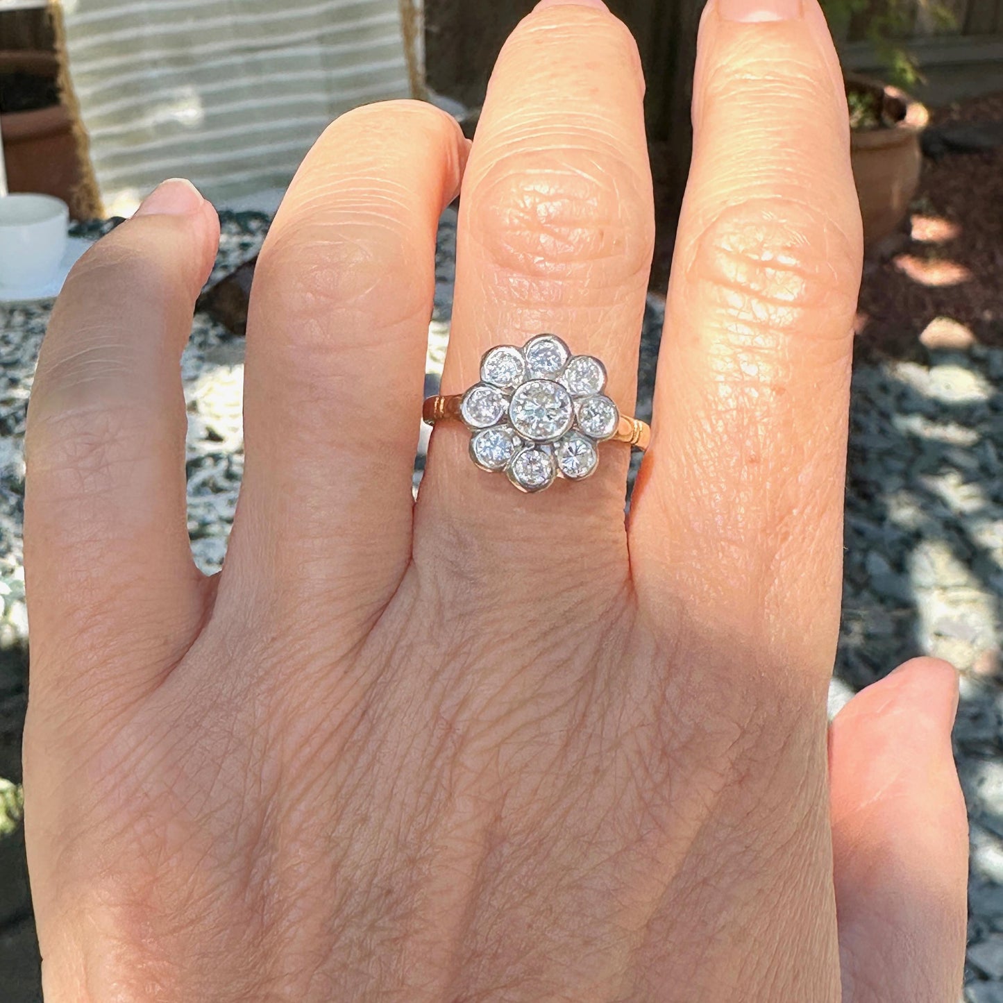 Vintage 18ct natural diamond cluster engagement ring 1.46 carat - Dated 1996