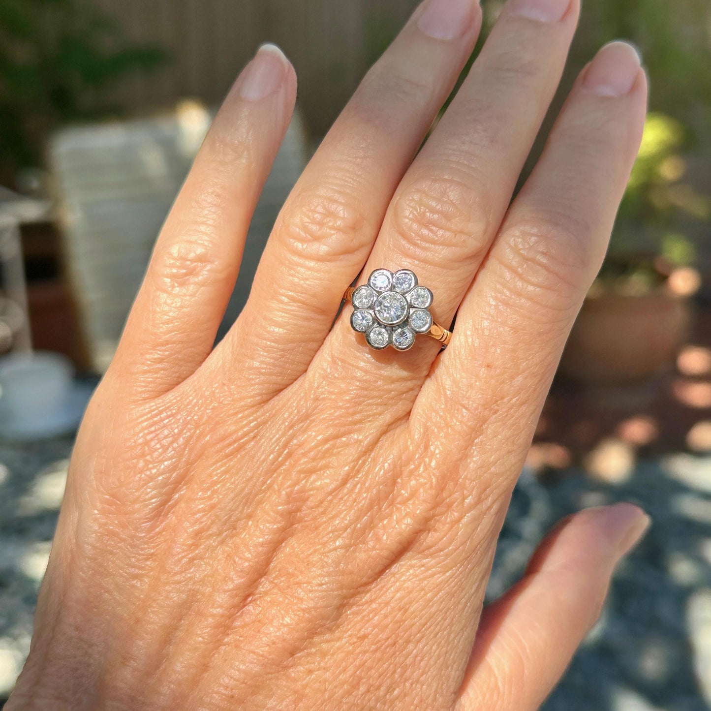 Vintage 18ct natural diamond cluster engagement ring 1.46 carat - Dated 1996