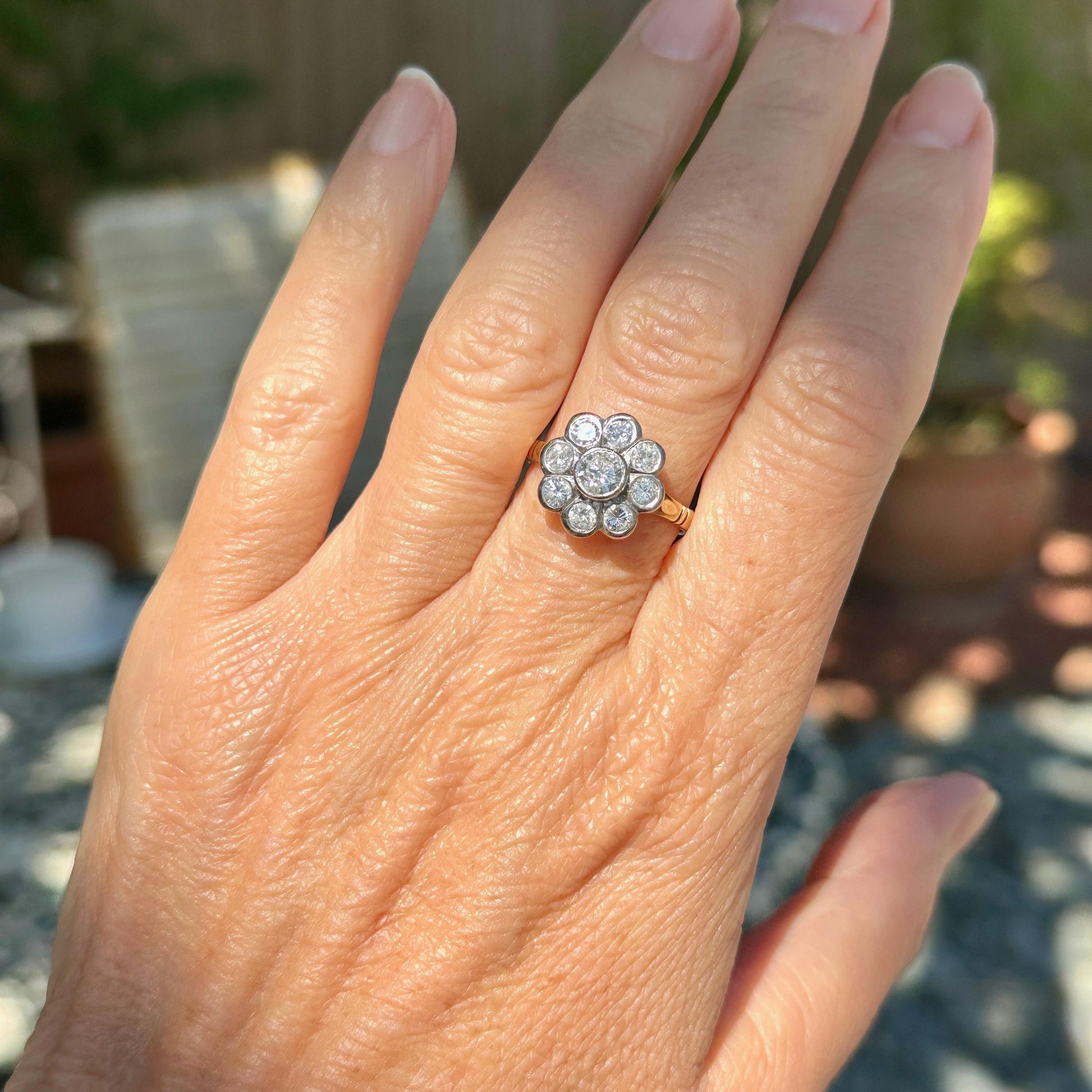 Vintage 18ct natural diamond cluster engagement ring 1.46 carat - Dated 1996